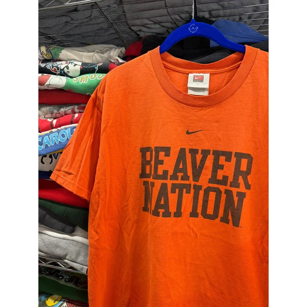 Nike Team Oregon State Beavers T-Shirt Orange Beaver Nation Mens Medium Vintage